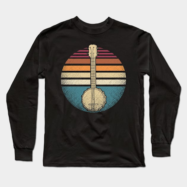 Banjo Player Retro Long Sleeve T-Shirt by Cooldruck